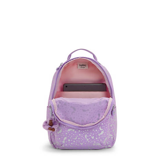 Kipling Seoul Small Printed Tablet Rugzak Paars | België 1602IL